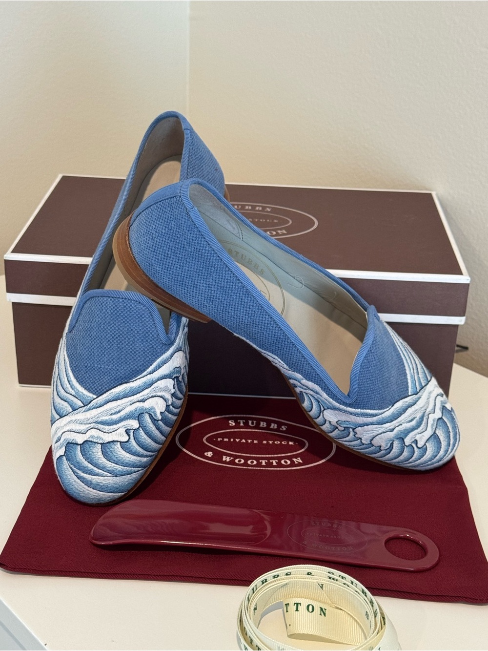 Stubbs & Wootton Palm Beach Private Stock Wave Crest Marlin Slippers, 7